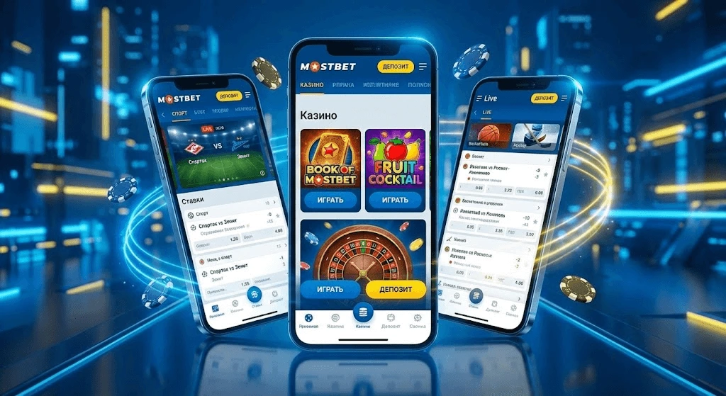 ПМобильное приложение Mostbet Россия для Android и iOS с интерфейсом на русском языке